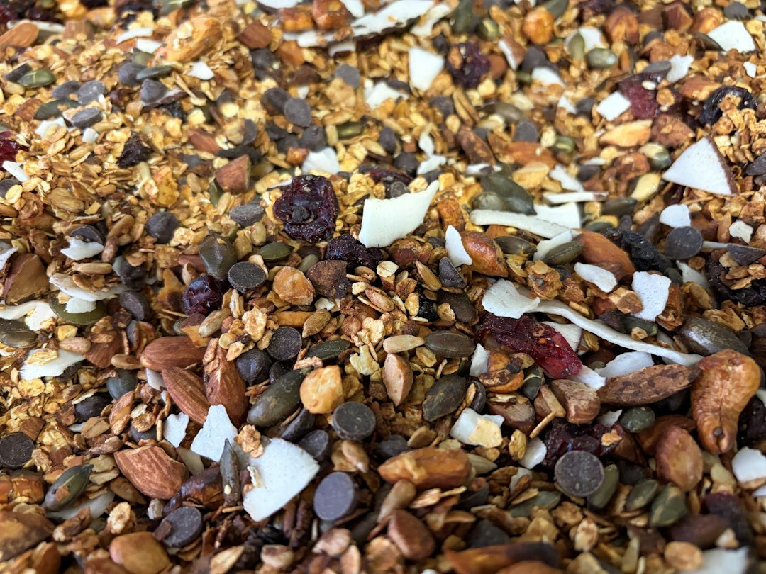 Mezcla de frutos secos, semillas y copos de cereal
